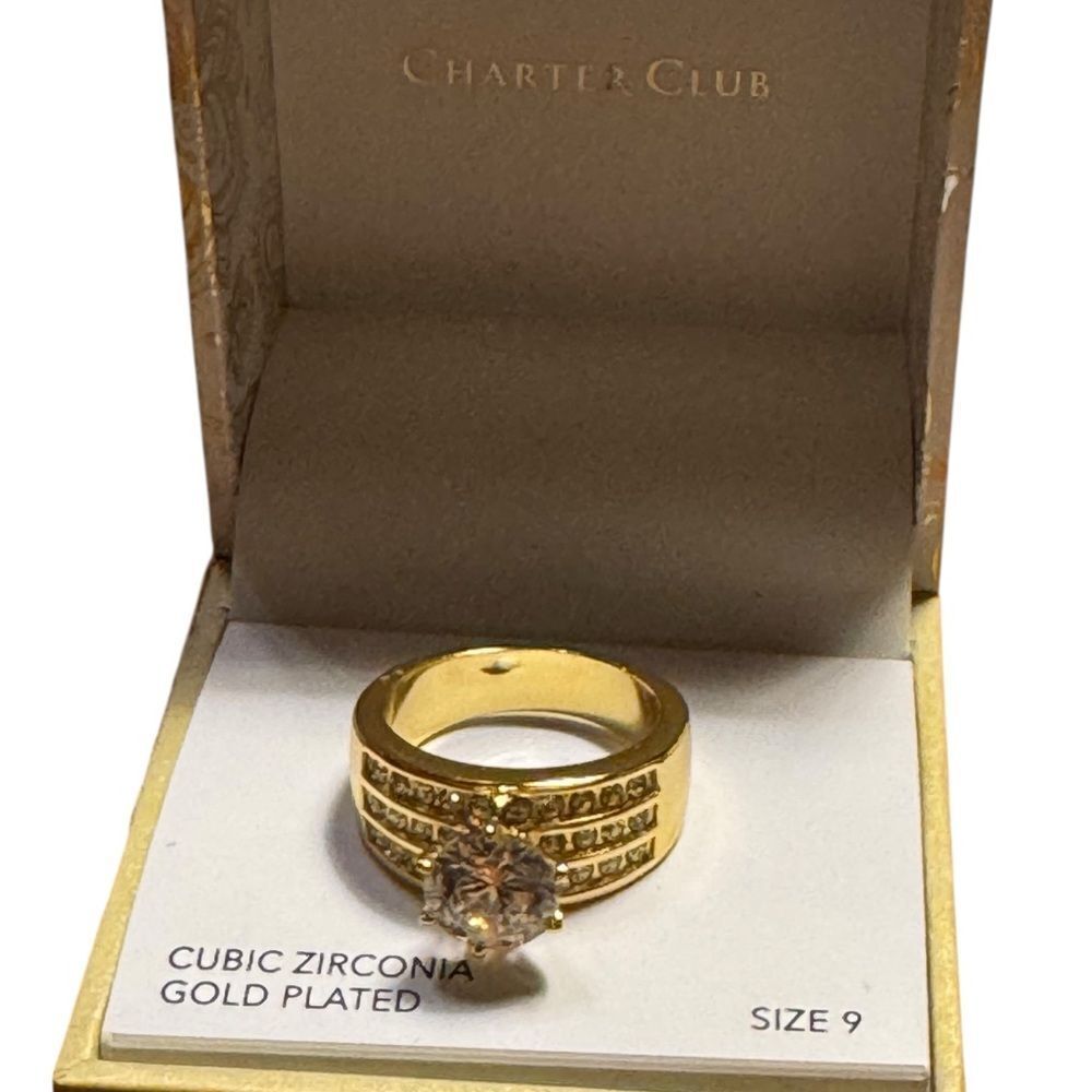 Charter Club Gold Plated Cubic Zirconia Ring size 9